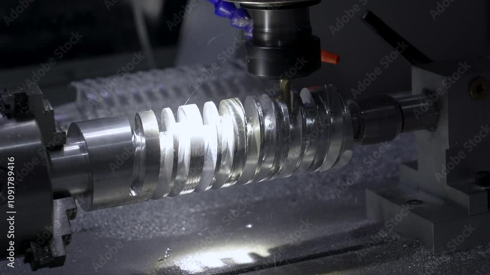 Poster a skilled technician operates a milling machine to shape a metal component with precision in a moder