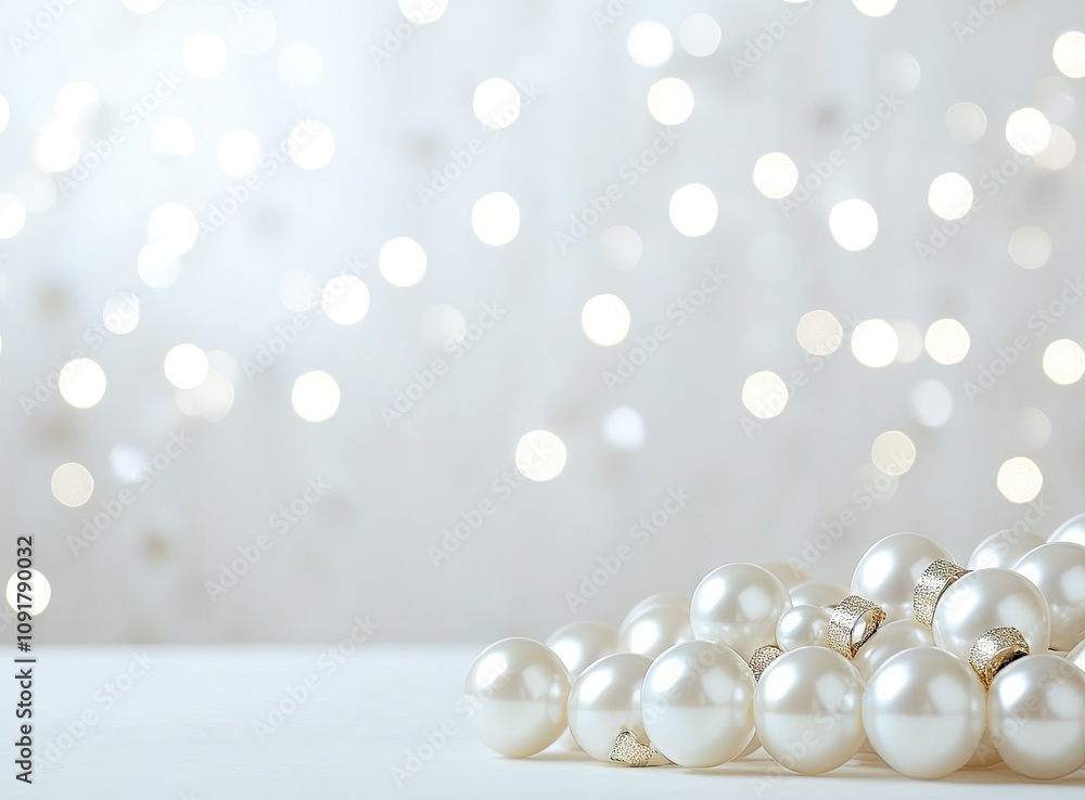 Poster enticing display of lustrous white pearls on a softly blurred backdrop with ample space for creative