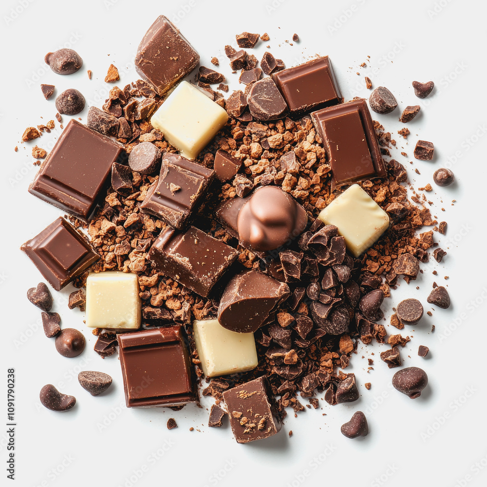 Aufkleber a delicious assortment of chocolate varieties displayed on a light background with different shapes 