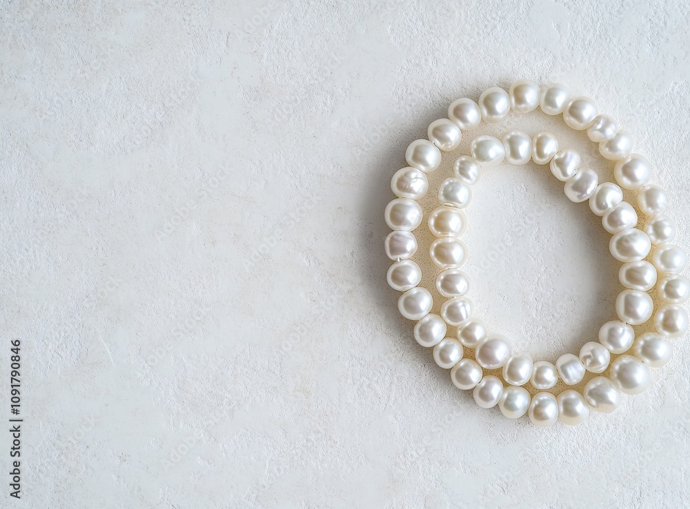 Poster elegant display of white pearls showcasing beauty and refinement with ample space for text and desig
