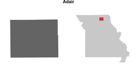 Adair County (Missouri) blank outline map set