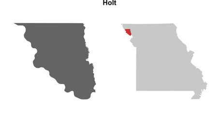Obraz premium Holt County (Missouri) blank outline map set