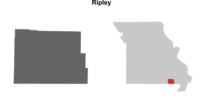 Ripley County (Missouri) blank outline map set