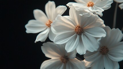 Obraz premium Beautiful close up petals white flowers with black background image