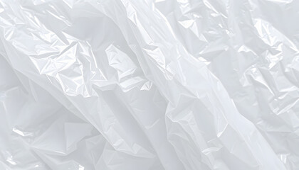 Obraz premium Transparant wrinkled plastic, white plastic or polyethylene bag texture, macro, white background isolated with white highlights, png