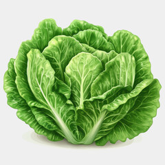 Fototapeta premium Fresh and Vibrant Romaine Lettuce with Crisp Green Leaves Perfect for Healthy Recipes, Salads and Culinary Presentations in a Clean Background