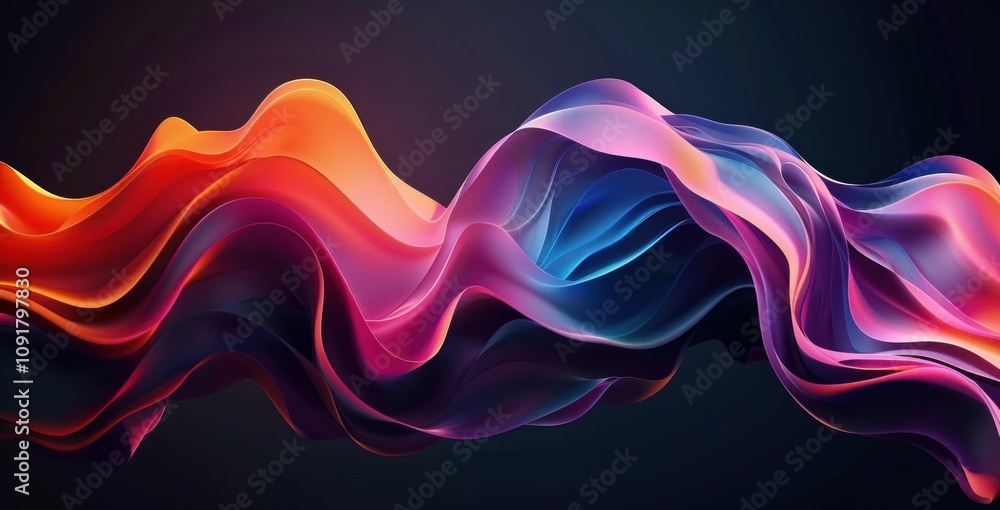 Poster abstract colorful waves, flowing textures, vibrant patterns blending smoothly, dynamic motion on a d
