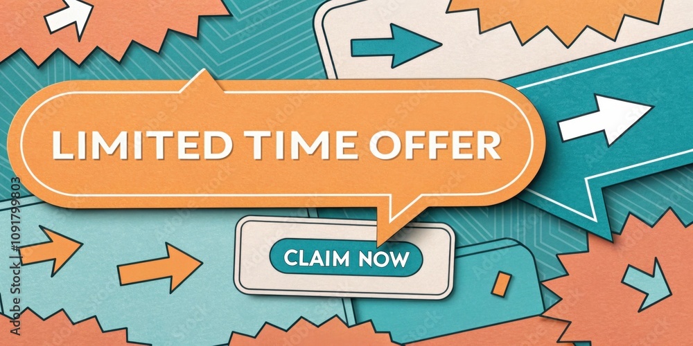 Poster a chaotic scene of overlapping popups in eccentric shapes featuring bright orange and turquoise colo