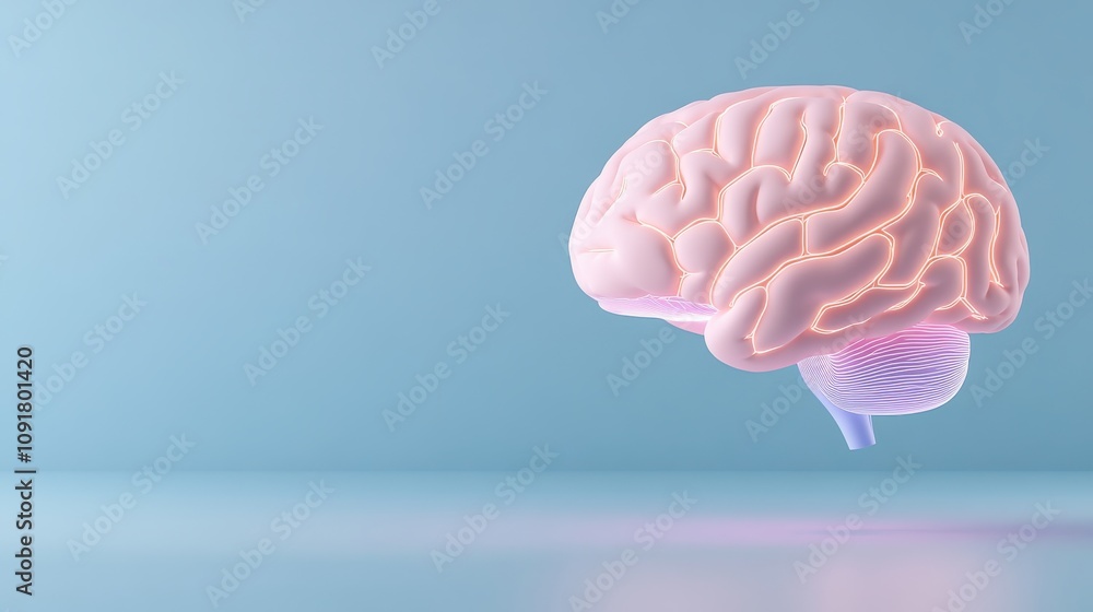 Poster neon brain with circuitry representing ai