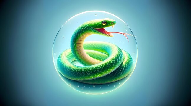 green snake on black background