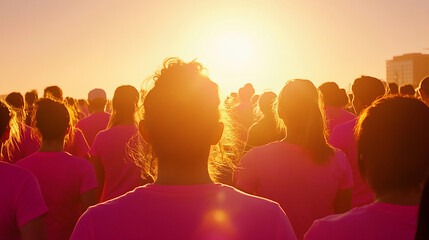 Sunrise Crowd Pink Shirts Charity Run Event