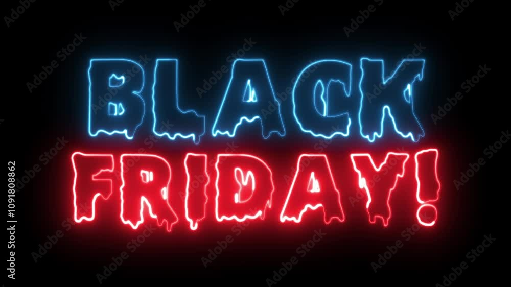 Poster black friday neon sign. black friday text font with neon light. luminous and shimmering haze inside 