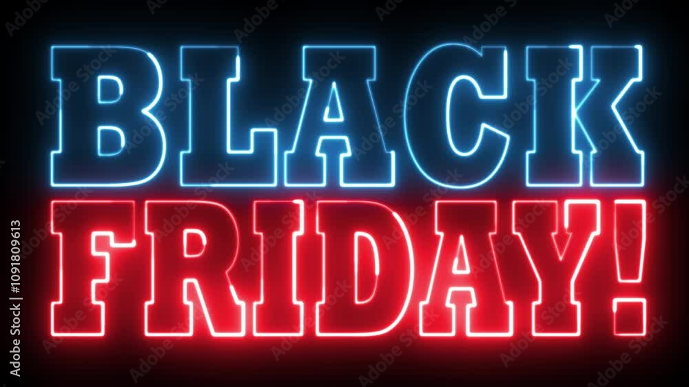 Poster black friday neon sign. black friday text font with neon light. luminous and shimmering haze inside 