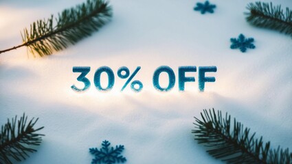 Winter themed 30% discount design. Winter design for special discount days.