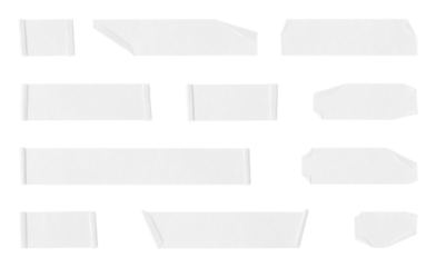 white masking tape strips on transparent background, crafting, art, scrapbooking, journal, sticky notes, important, png file