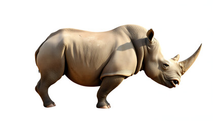 Obraz premium The head and side body of a white rhino, Ceratotherium simum isolated with white highlights, png