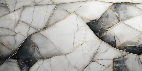 Fototapeta premium Dark marble texture with gold cracks, luxurious design