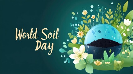World soil day celebration with lush greenery and blossoming flowers