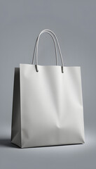 grey shopping bag medium sized closeup isolated with white highlights, png
