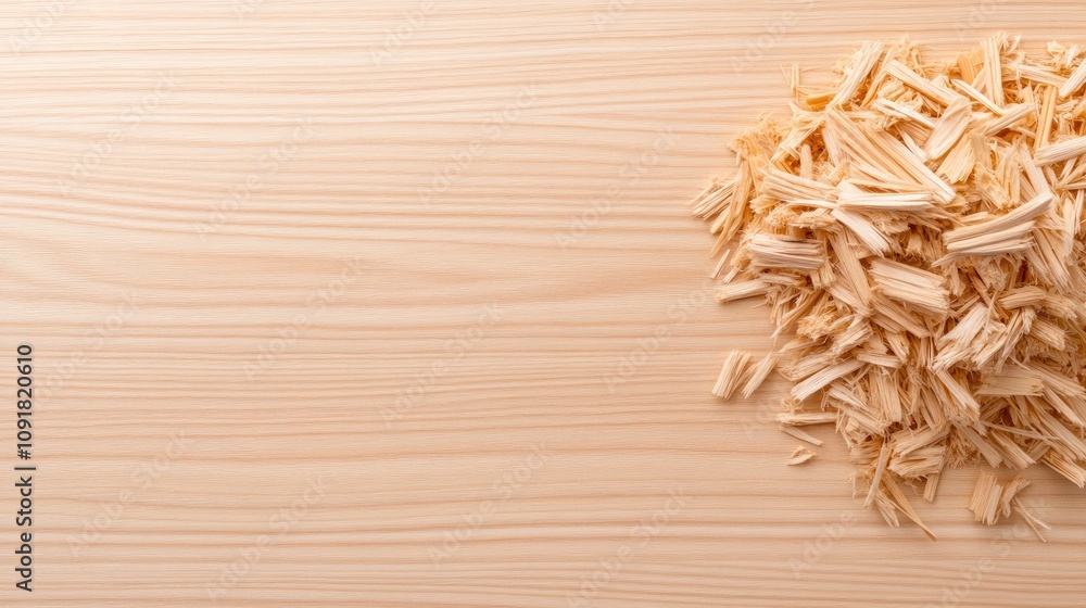 Poster natural wood chips and shavings create a rustic and versatile background for creative projects and o