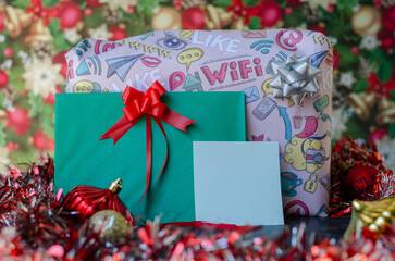 Christmas Gifts And Card And Blank Note For You To Write