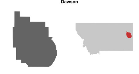 Dawson County (Montana) blank outline map set