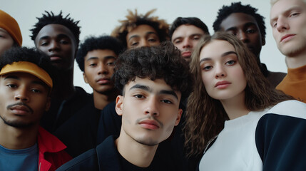 Diverse Group of Young People Posing for a Dramatic Portrait