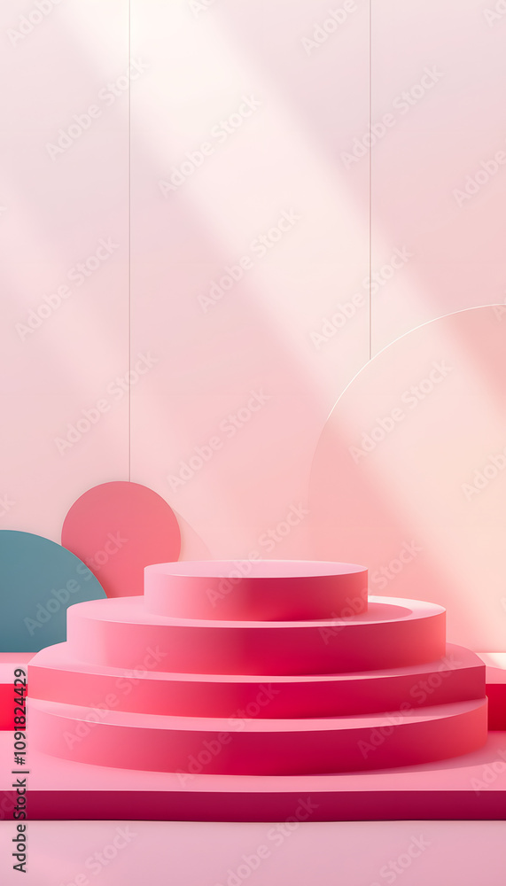 Canvas Prints abstract background with geometric forms and podiums in pastel isolated with white highlights, png