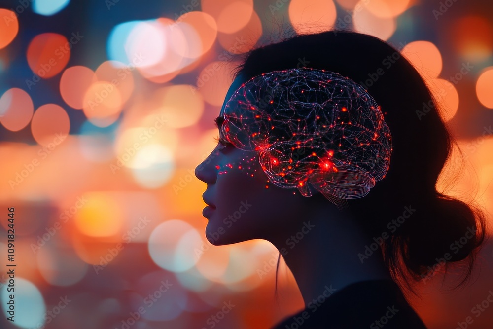 Poster abstract neural connections with bokeh background