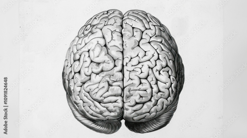 Poster brain anatomy illustration on a light background showcasing intricate details of the human brain str