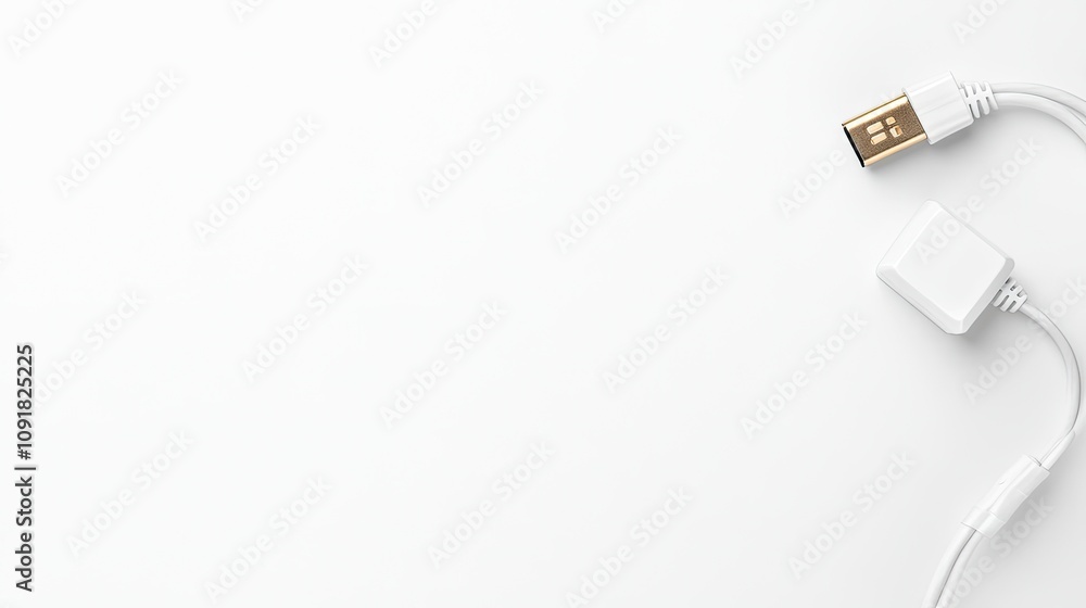 Poster high-resolution electric plug and cable on a clean, light background for versatile web design applic