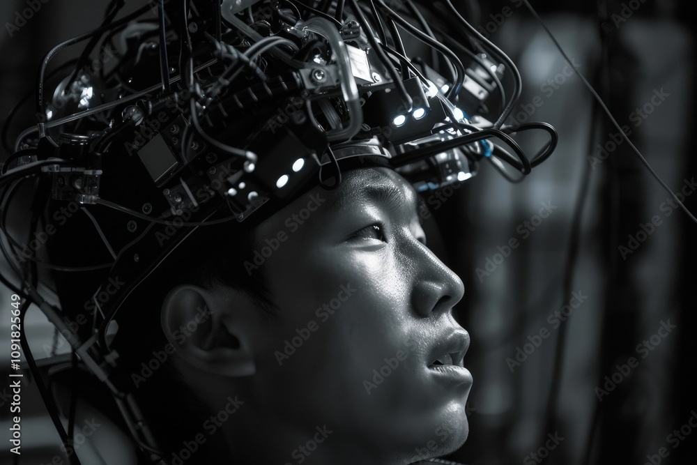 Leinwandbilder artificial intelligence concept depicting a human-like head with a complex circuit board brain, illu