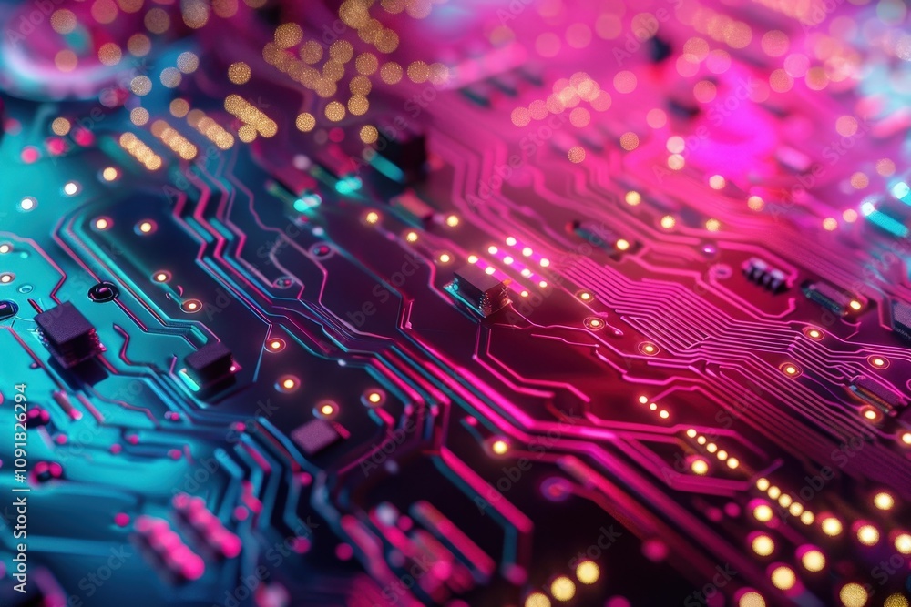 Leinwandbilder colorful circuit board design showcasing intricate details and vibrant patterns in electronic compon