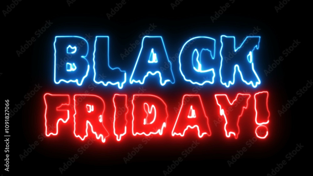 Poster black friday neon sign. black friday text font with neon light. luminous and shimmering haze inside 