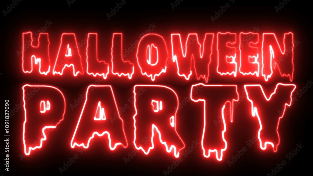 Poster halloween party text font with light. luminous and shimmering haze inside the letters of the text ha