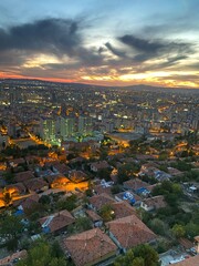 view of the city from the top of the hill, ankara sunset