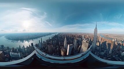 Panoramic view of NYC skyline.