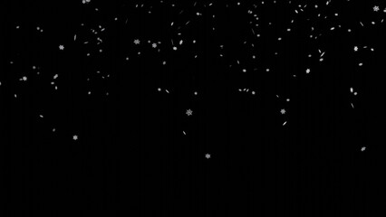 Falling snowflakes on black background. Snowfall on black background.