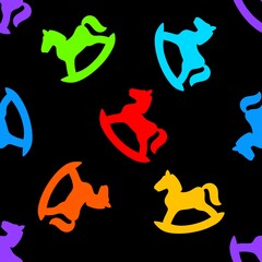 Christmas animals seamless horse pattern for wrapping paper and fabrics