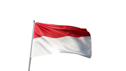 Flag of monaco with no background, transparent png, flag on a flag pole waving in the wind,...