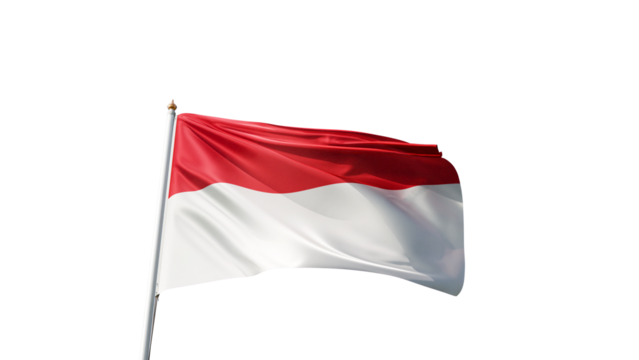 Flag of monaco with no background, transparent png, flag on a flag pole waving in the wind, national symbol of the city of monaco, country in europe, picture of a flag