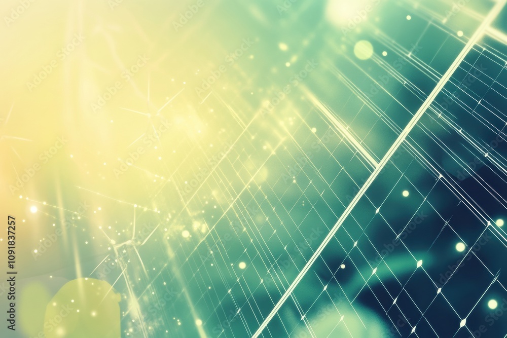 Aufkleber Solar panels and wind turbines are integrated into a minimalistic backdrop, emphasizing the transition to renewable energy solutions. Generative AI