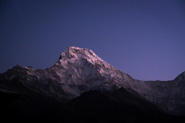 First light falling on Annapurna south peak