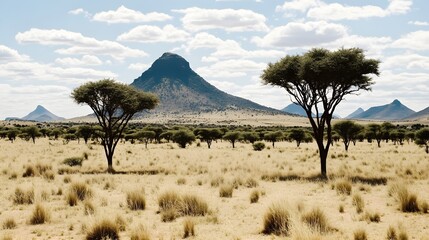 Fototapeta premium African grassland with some trees