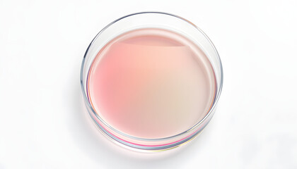 Petri dish with transparent color gel on a light background. Glassware. Liquid. Study isolated with white highlights, png