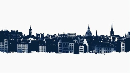 Obraz premium Silhouette of Lille cityscape with historic architecture and landmarks in monochrome style