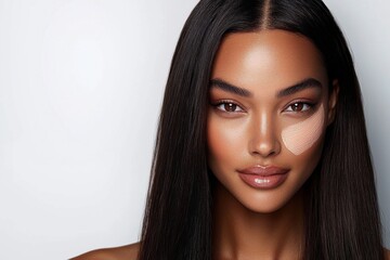 Naklejka premium Portrait of a beautiful woman with flawless skin and natural makeup