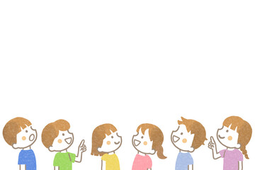 上を見ている子どもたち