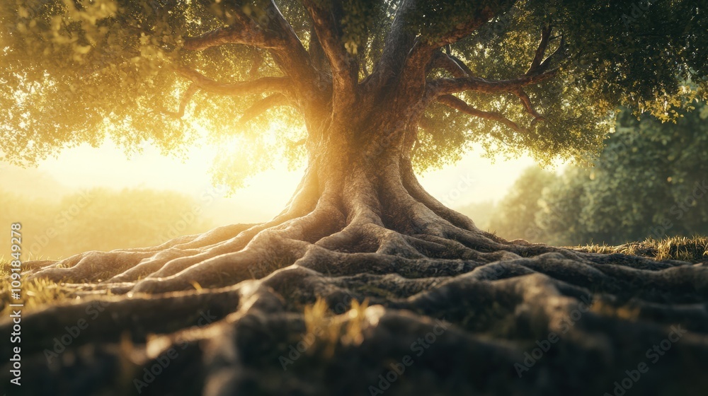 Aufkleber this artwork illustrates an abstract tree of life, showcasing its intricate branches and roots in a 