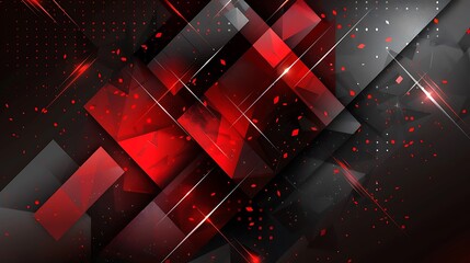 Fototapeta premium Abstract design featuring geometric shapes in red and black, creating a modern, dynamic visual effect.